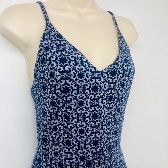 NWT Market & Spruce Blue Geometric Medallion Print Maxi Dress with Strappy Back - Picture 4 of 16